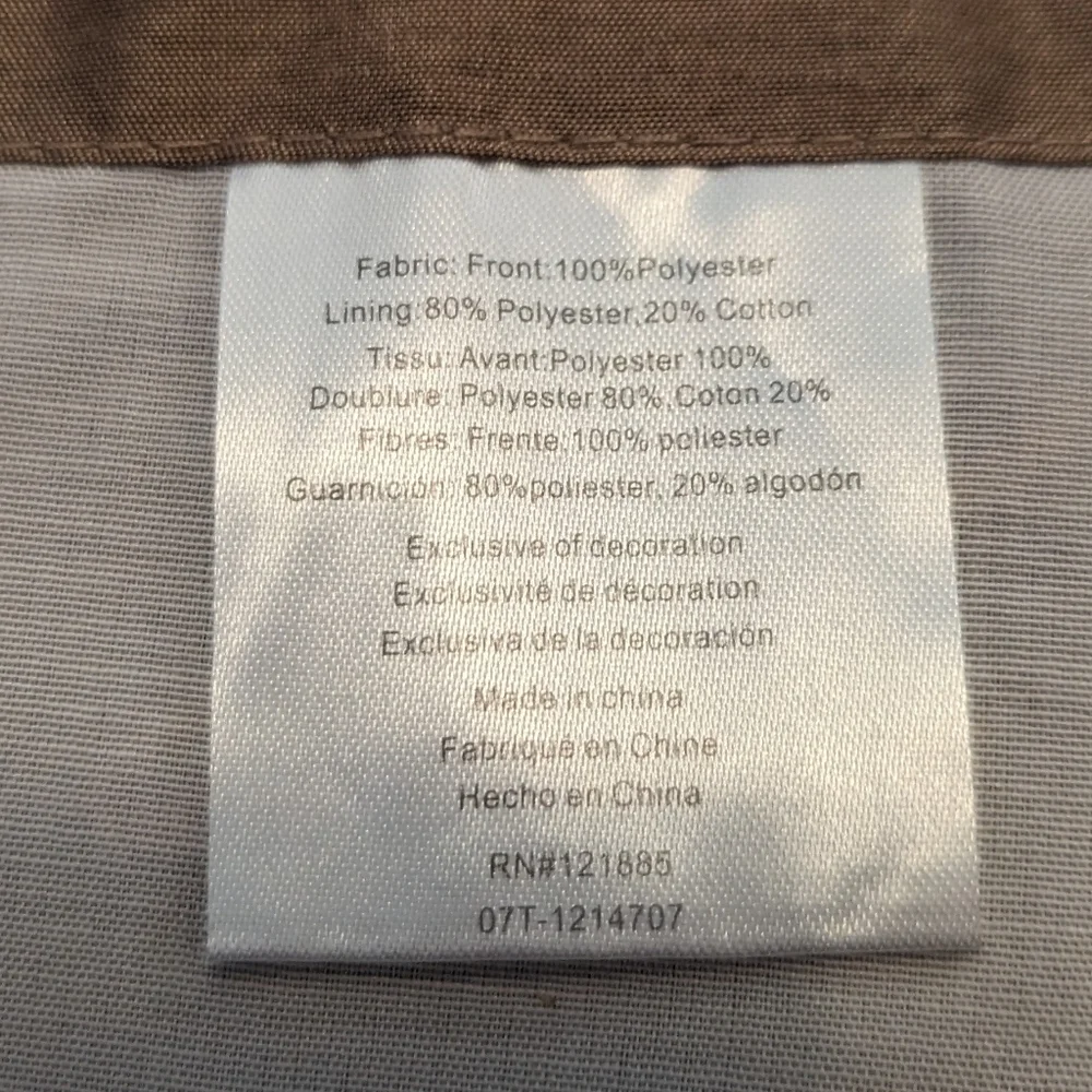 NWOT Pair Tan Floral Embroidered Trimmed Lined Valances Curtains. Two 53.5